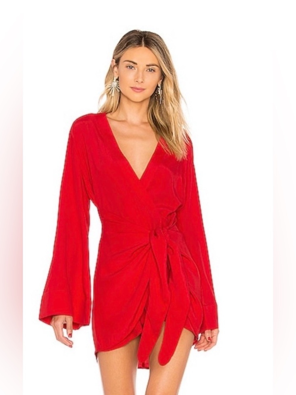 NWT L’ACADEMIE Red Medium The Janeiro Wrap Mini Dress Orig $198